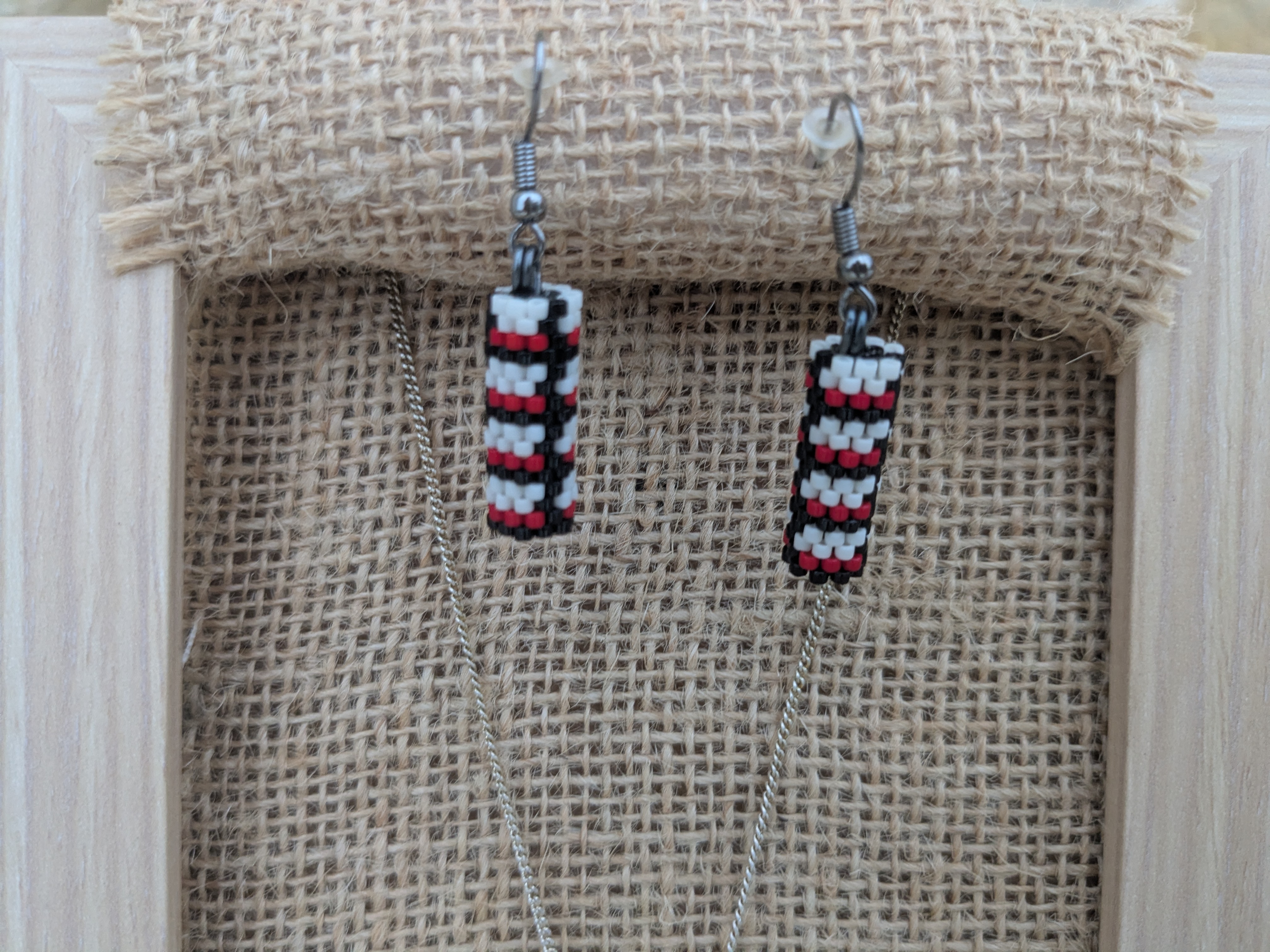 Parure cylindre en perles tissées tricolore - Image 2