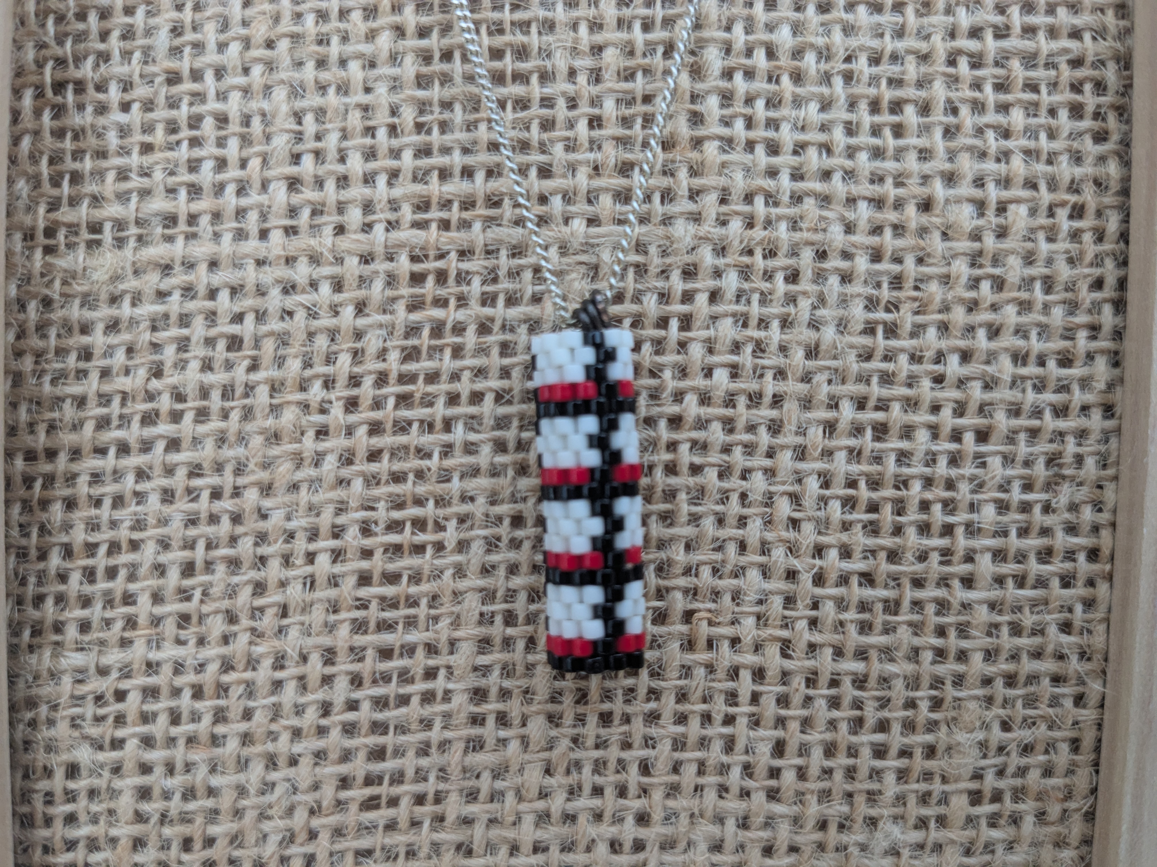 Parure cylindre en perles tissées tricolore - Image 3