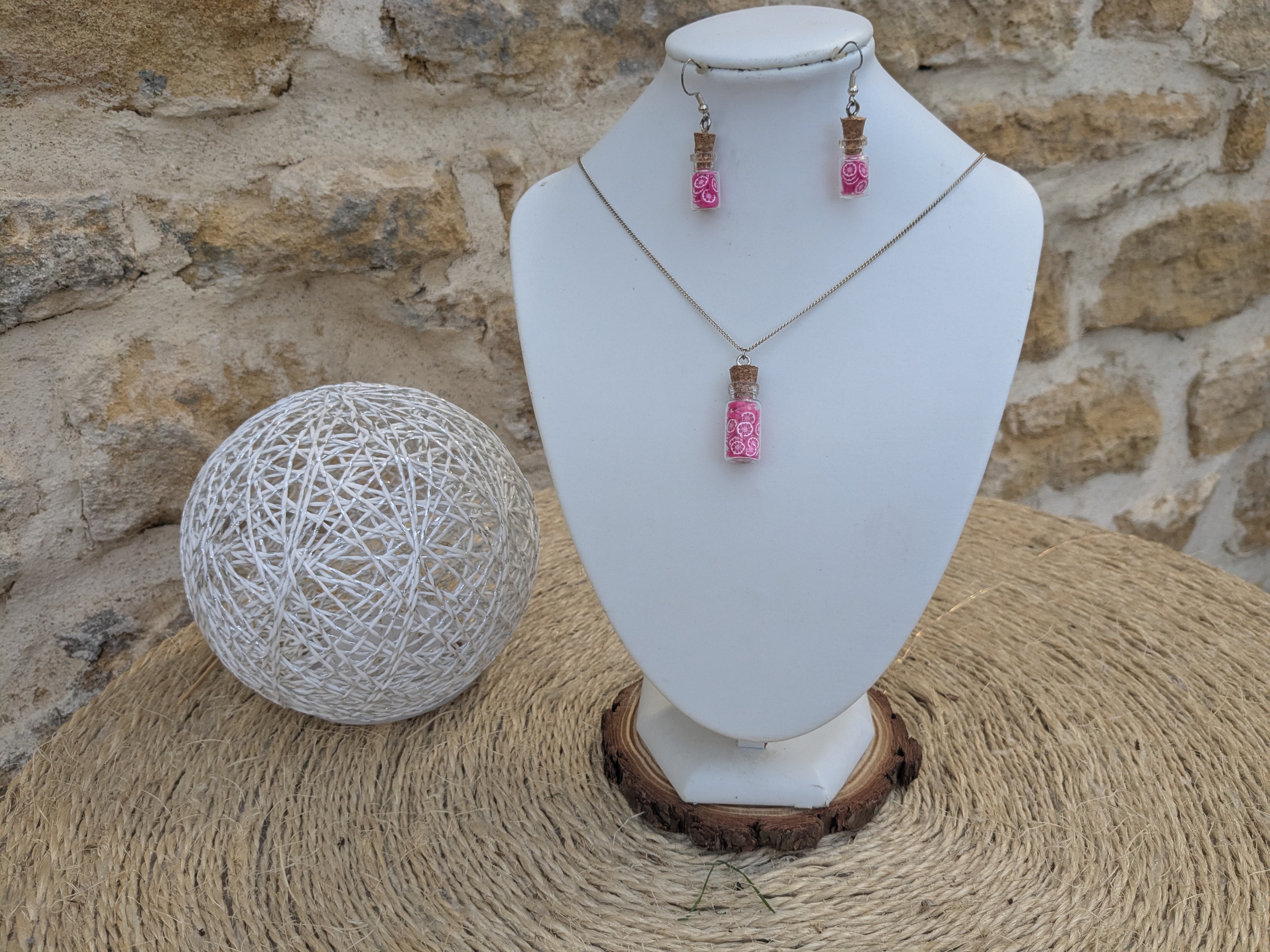 Parure Tranche de Pamplemousse Rose